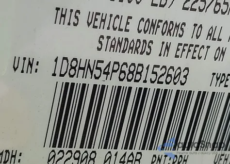 2008 Dodge Grand Caravan Sxt из США, поврежденный, VIN 1D8HN54P68B152603